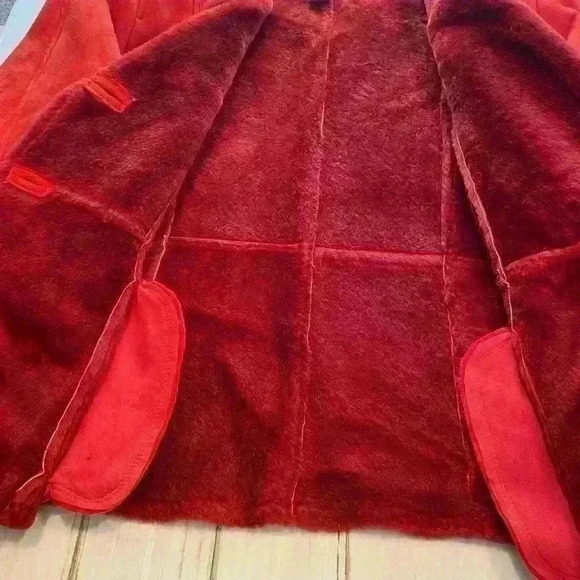 Worth red leather jacket unique buttons leather bound button holes size large - Picture 3 of 10